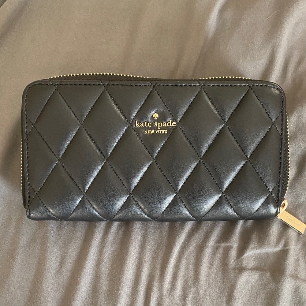 Kate Spade Black Quilted Zip Wallet